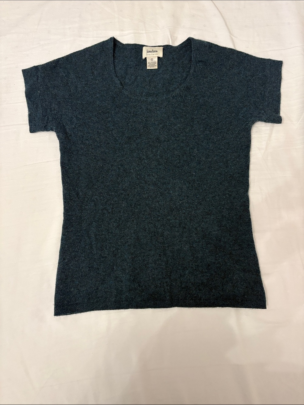 Neiman Marcus Short Sleeve Knit Tee in Dark Teal